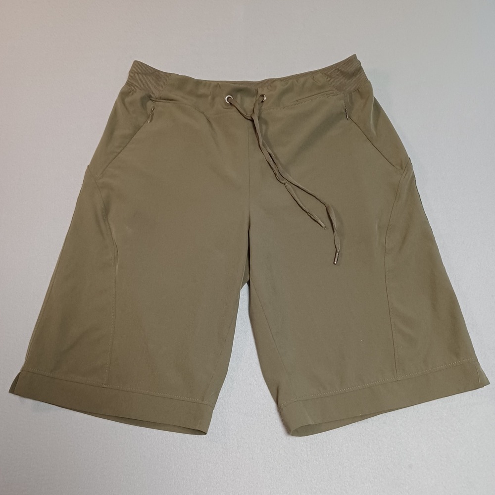 BCG Men Olive Green Athletic Shorts Size Medium Zipper Pockets Drawstring 161214